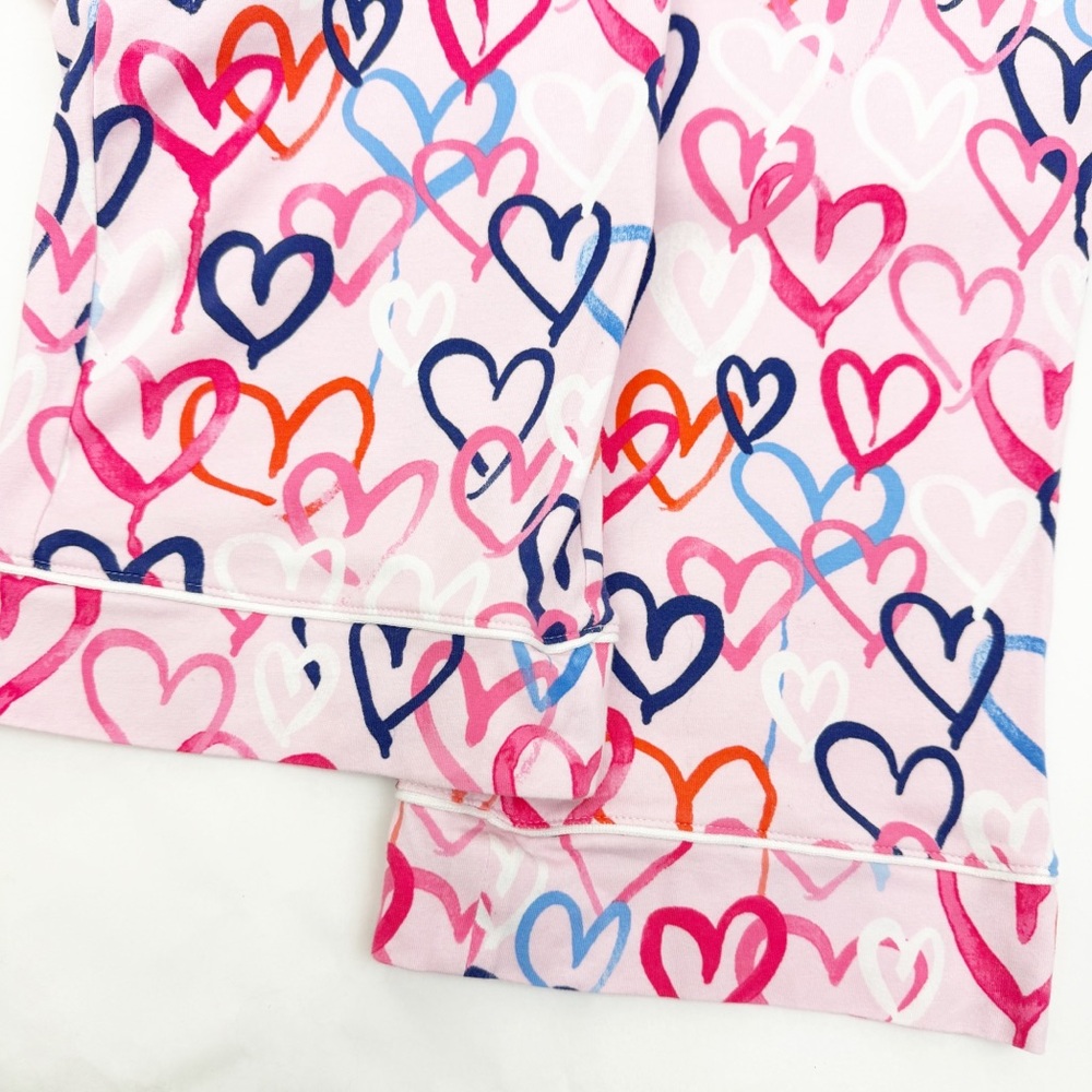 BedHead Pajamas Hearts Organic Cotton Two (2) Piece Pajama PJ Set Pink - Picture 5 of 16